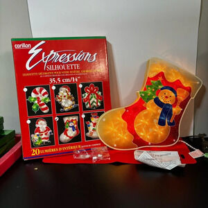Expressions Holiday Stocking Light Silhouette Window Christmas 20 Lights 14”